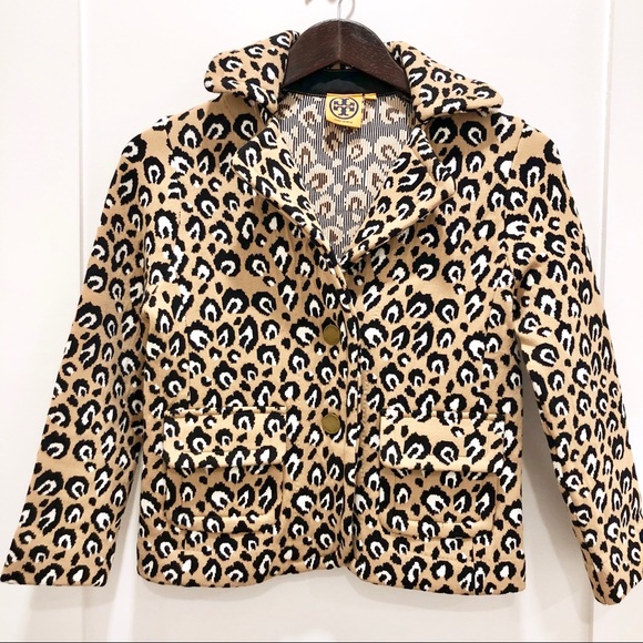 NWOT Tory Burch Animal Print Sweater Blazer XS - Picture 2 of 8